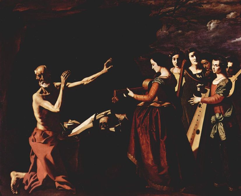 Jerome in the desert, tormented by his memories of the dancing girls of Rome - Francisco de Zurbarán