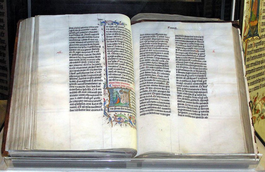 Vulgate A Bible handwritten in Latin -  Wiltshire, England. The Bible was written in Belgium in 1407 AD, for reading aloud in a monastery.