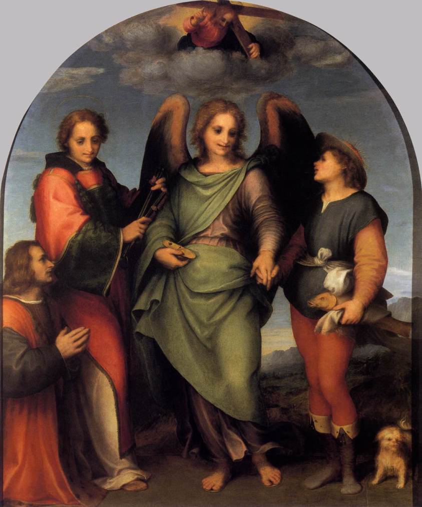 Archangel Raphael with Tobias, St. Lawrence and the Donor Leonardo di Lorenzo Morelli